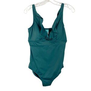 NEW Coastal Blue Green Ruffle One Piece Swimsuit - Size Medium